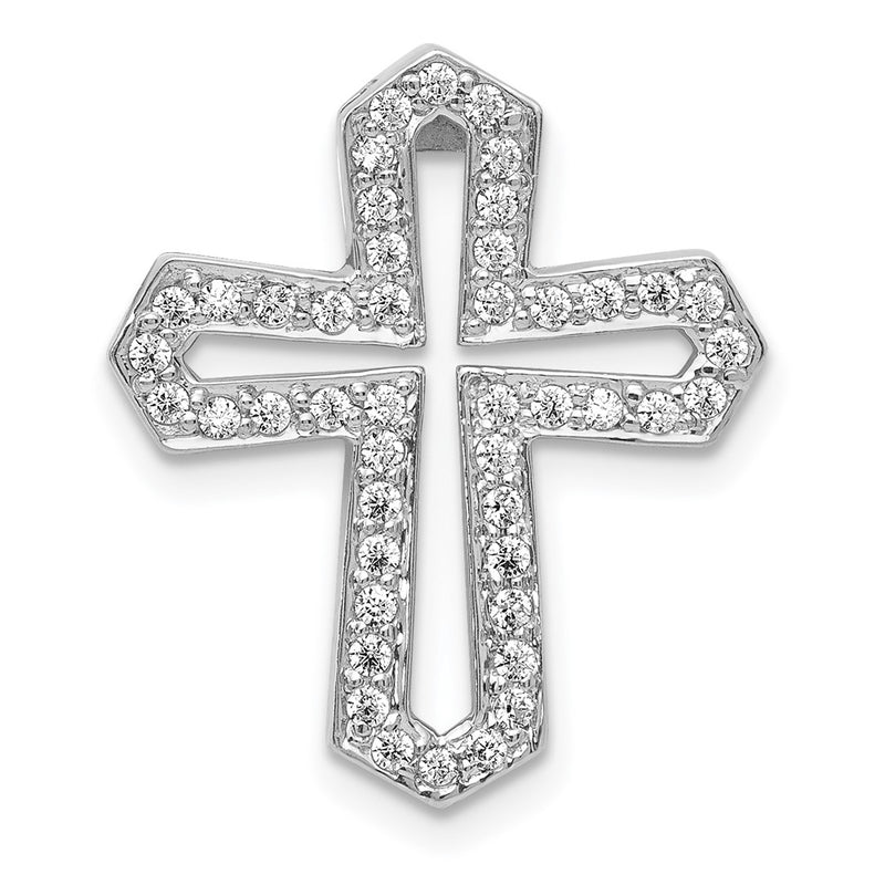 14k White Gold 1/3ct. Real Diamond Passion Cross Chain Slide