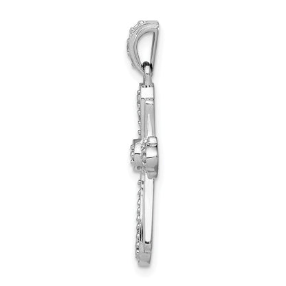 14k White Gold 1/10ct. Real Diamond Cross Pendant