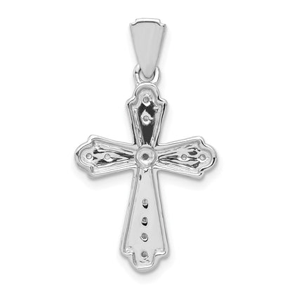 14k White Gold 1/10ct. Real Diamond Cross Pendant