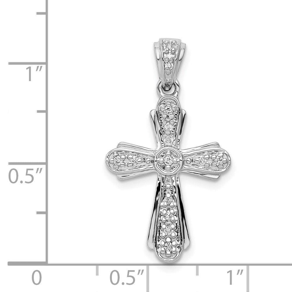 14k White Gold 1/10ct. Real Diamond Cross Pendant