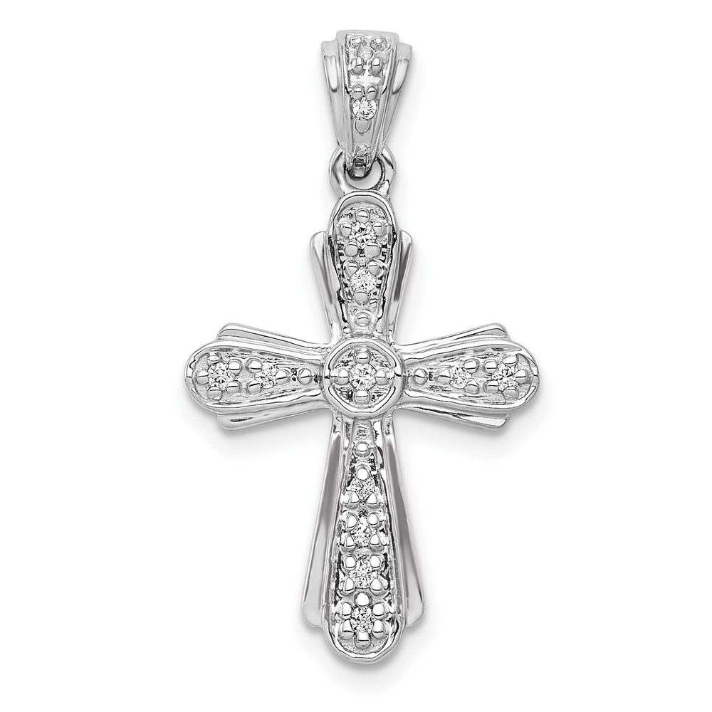 14k White Gold 1/10ct. Real Diamond Cross Pendant