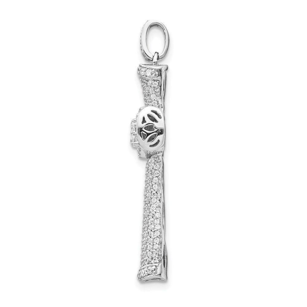 14k White Gold Real Diamond Cross Pendant