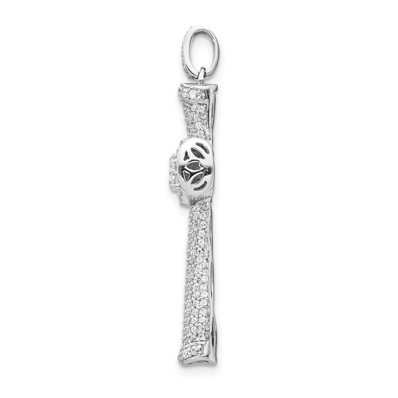 14k White Gold Real Diamond Cross Pendant