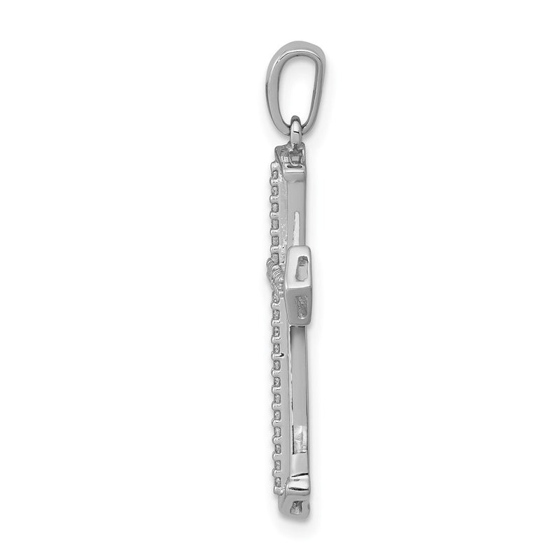 14k White Gold 1/8ct. Real Diamond Passion Cross Pendant
