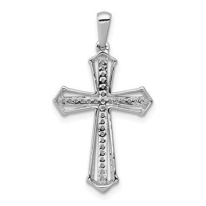 14k White Gold 1/8ct. Real Diamond Passion Cross Pendant