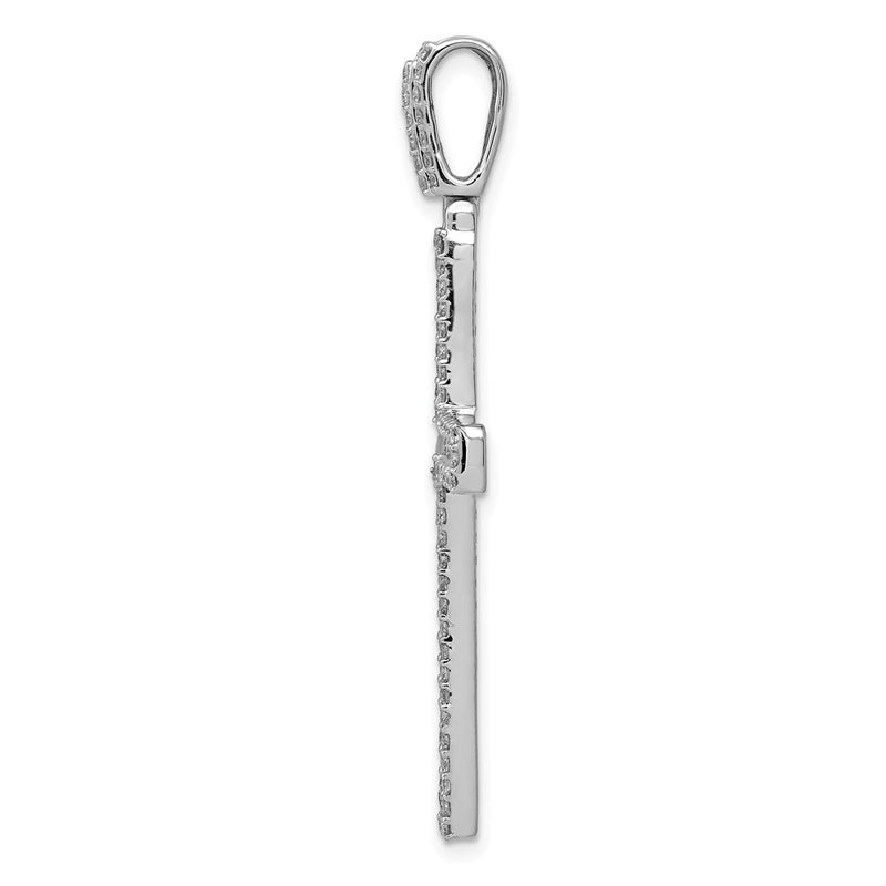 14k White Gold 1 1/10ct. Real Diamond Latin Cross Pendant