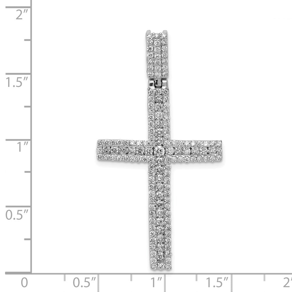 14k White Gold 1 1/10ct. Real Diamond Latin Cross Pendant