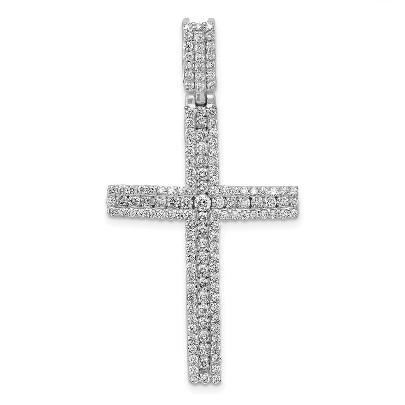 14k White Gold 1 1/10ct. Real Diamond Latin Cross Pendant
