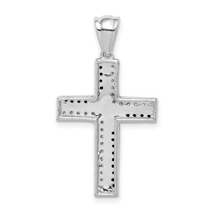 14k White Gold 1/5ct. Black and White Real Diamond Cross Pendant