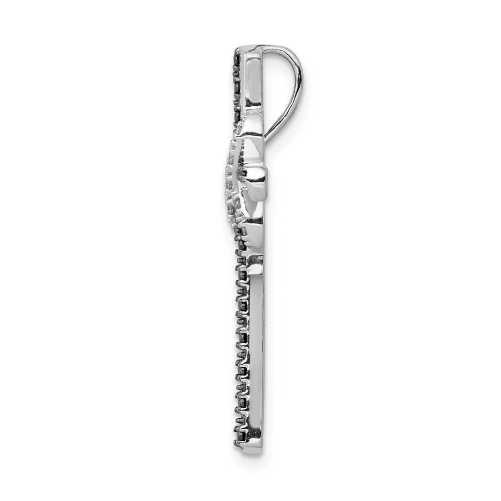 14k White Gold Black and White Real Diamond Infinity Cross Chain Slide