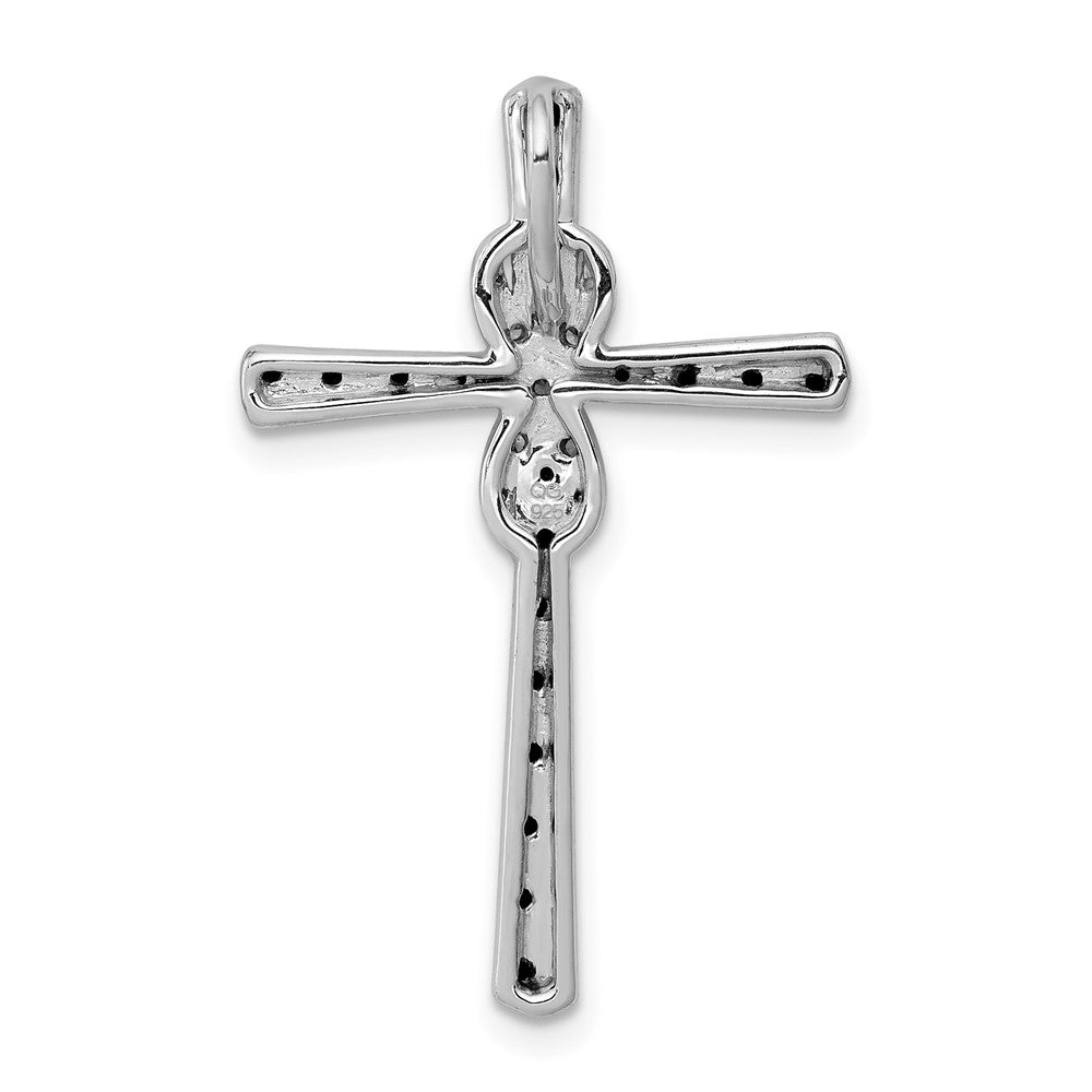 14k White Gold Black and White Real Diamond Infinity Cross Chain Slide