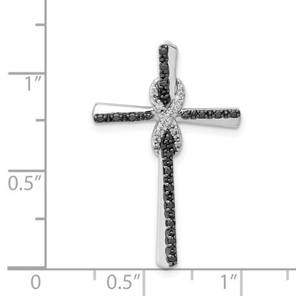 14k White Gold Black and White Real Diamond Infinity Cross Chain Slide