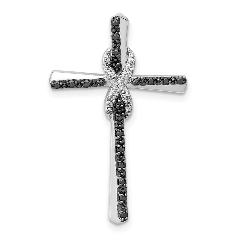 14k White Gold Black and White Real Diamond Infinity Cross Chain Slide