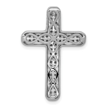 14k White Gold 1/2ct. Real Diamond Latin Cross Chain Slide