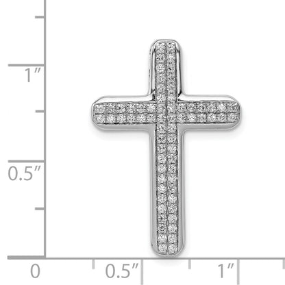 14k White Gold 1/2ct. Real Diamond Latin Cross Chain Slide