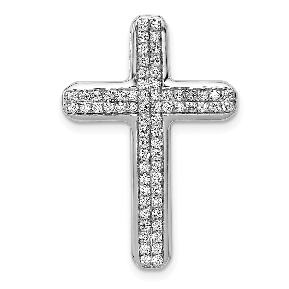 14k White Gold 1/2ct. Real Diamond Latin Cross Chain Slide