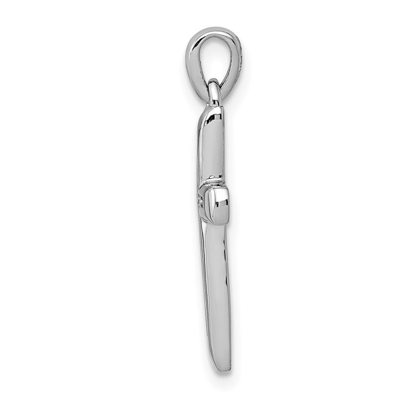 14k White Gold Small 1/10ct. Real Diamond Cross Pendant