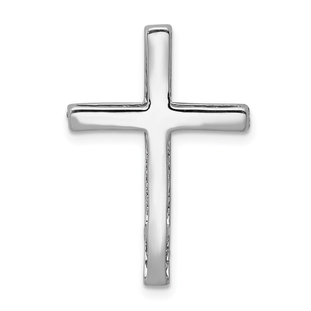 14k White Gold 1/4ct. Real Diamond Cross Chain Slide