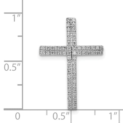 14k White Gold 1/4ct. Real Diamond Cross Chain Slide