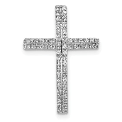 14k White Gold 1/4ct. Real Diamond Cross Chain Slide