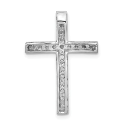 14k White Gold 3/8ct. Real Diamond Cross Chain Slide