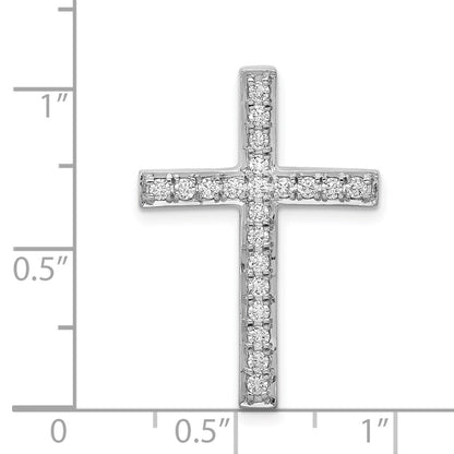 14k White Gold 3/8ct. Real Diamond Cross Chain Slide