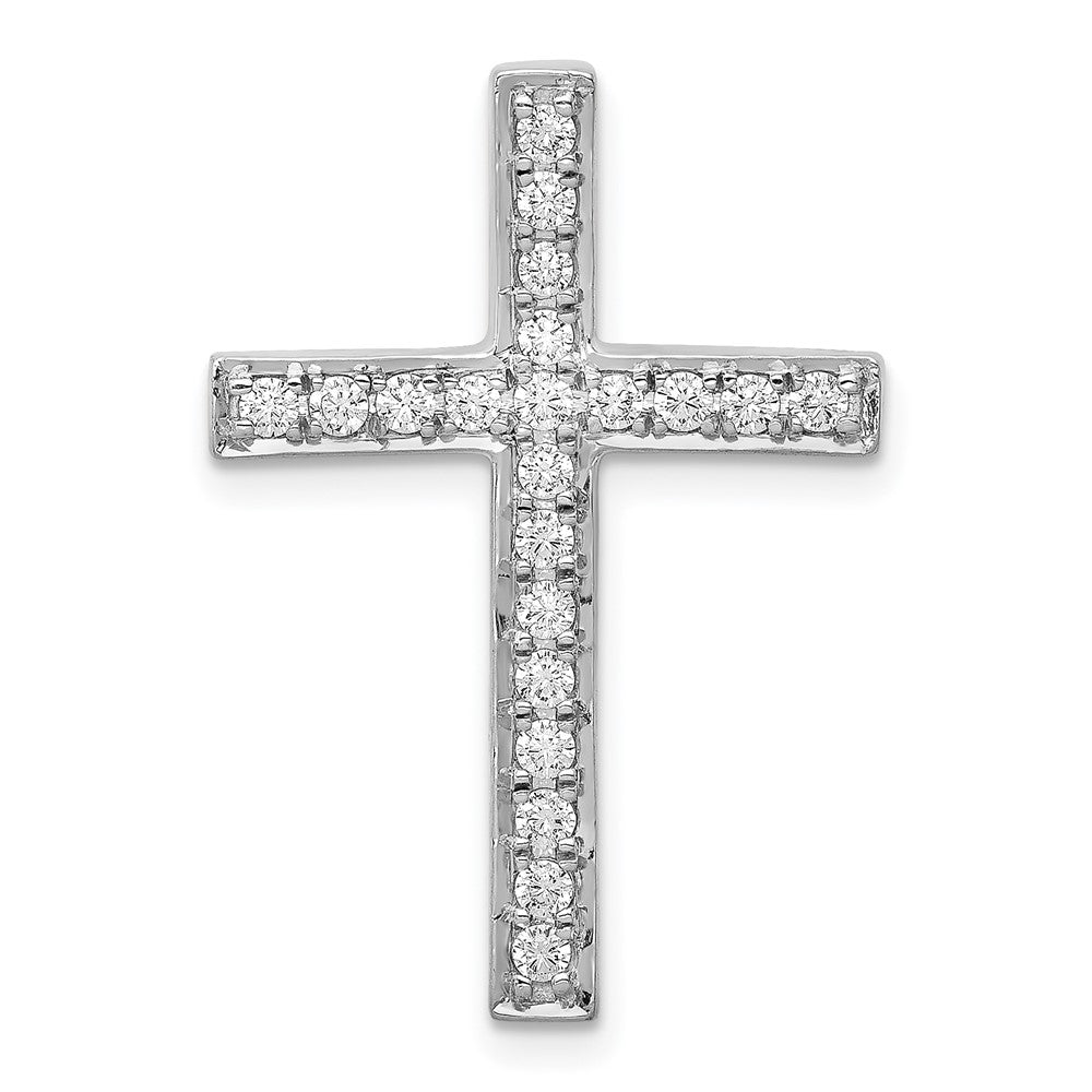 14k White Gold 3/8ct. Real Diamond Cross Chain Slide