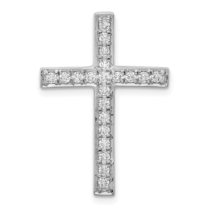 14k White Gold 3/8ct. Real Diamond Cross Chain Slide