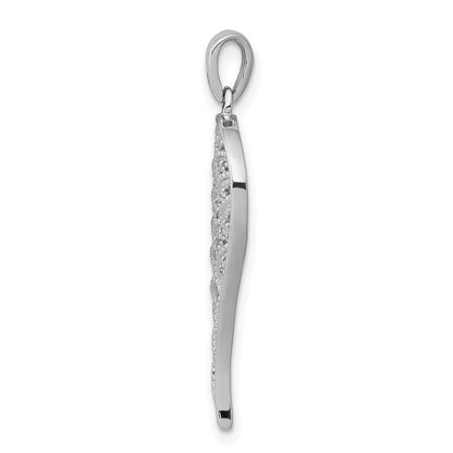 14k White Gold Real Diamond Open-work Wing Pendant