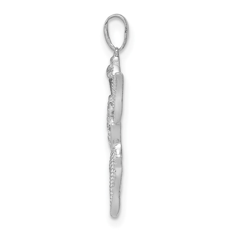 14k White Gold Real Diamond Angel Pendant