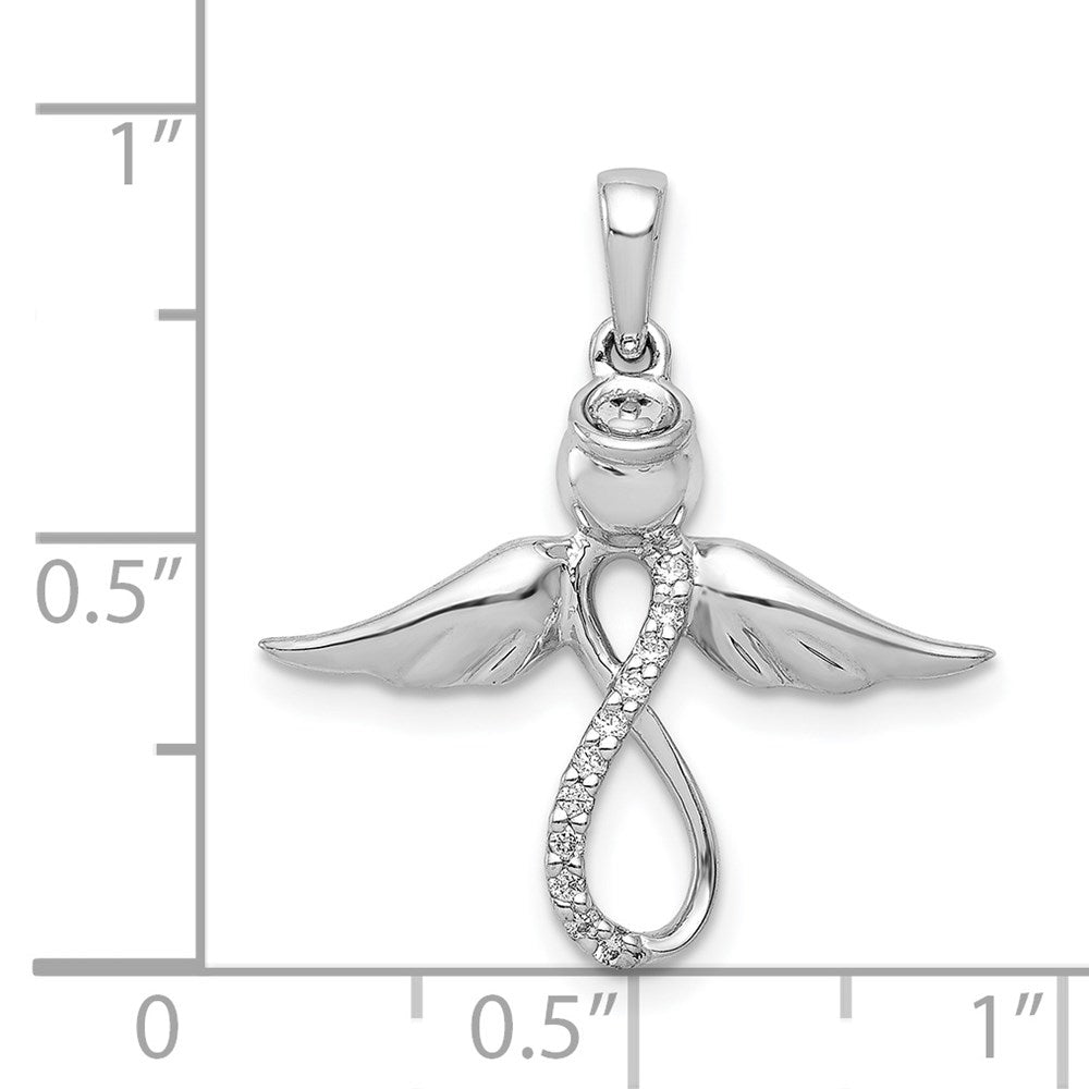 14k White Gold Real Diamond Infinity Angel Pendant