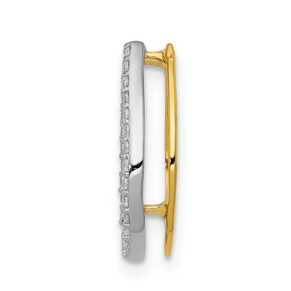14k Yellow Gold and Rhodium 1/6ct. Real Diamond Horseshoe Chain Slide