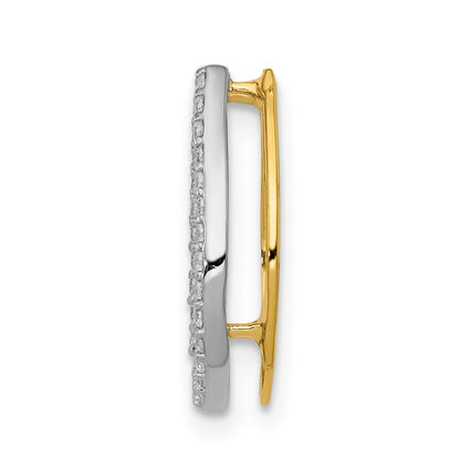 14k Yellow Gold and Rhodium 1/6ct. Real Diamond Horseshoe Chain Slide