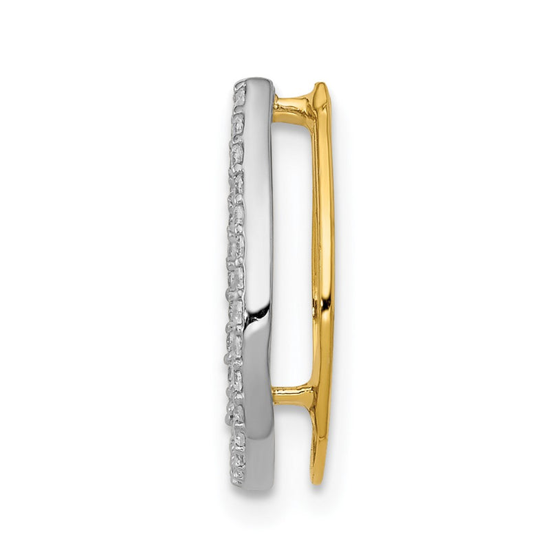14k Yellow Gold and Rhodium 1/6ct. Real Diamond Horseshoe Chain Slide