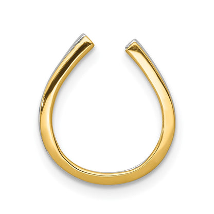 14k Yellow Gold and Rhodium 1/6ct. Real Diamond Horseshoe Chain Slide