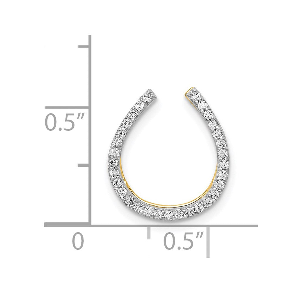 14k Yellow Gold and Rhodium 1/6ct. Real Diamond Horseshoe Chain Slide