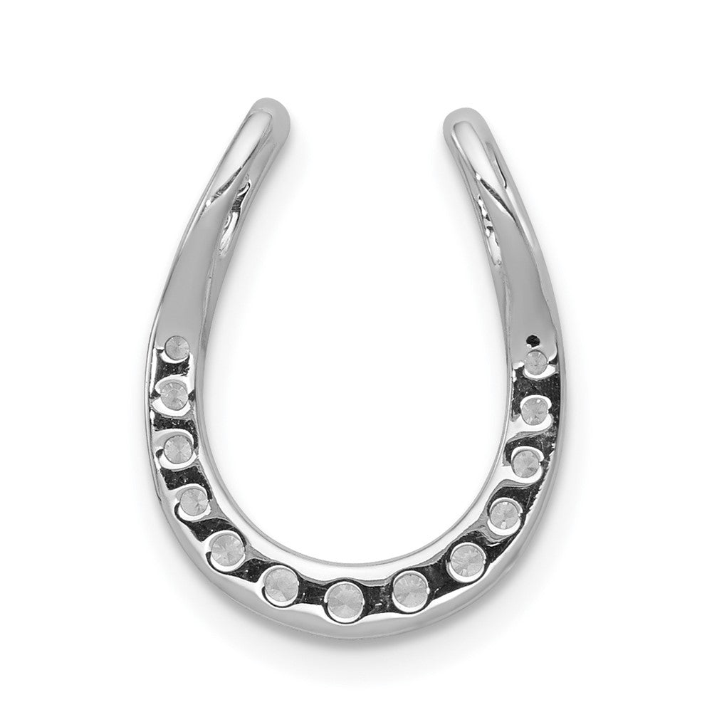 14k White Gold 1/4ct. Real Diamond Horseshoe Chain Slide