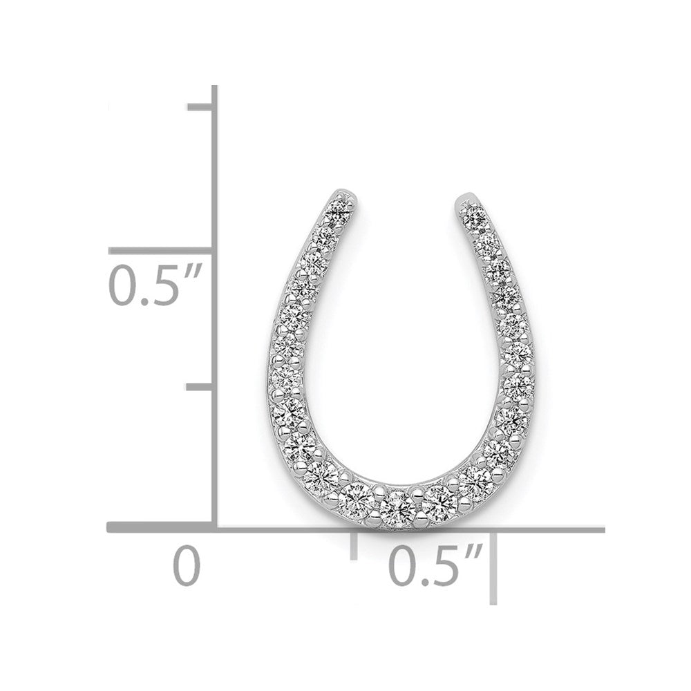 14k White Gold 1/4ct. Real Diamond Horseshoe Chain Slide