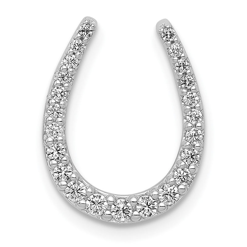 14k White Gold 1/4ct. Real Diamond Horseshoe Chain Slide
