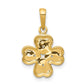 14K Yellow Gold .02ct.Real Diamond Four Leaf Clover Pendant