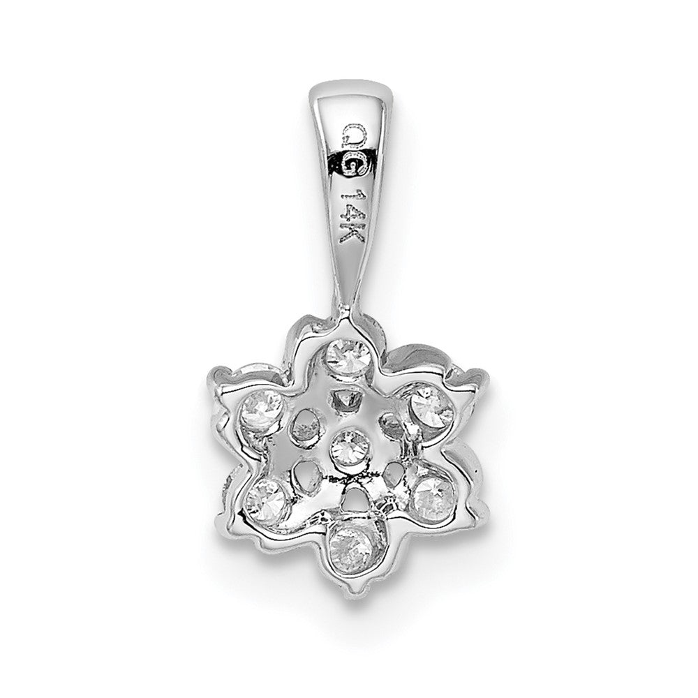 14k White Gold 1/4ct. Real Diamond Flower Pendant