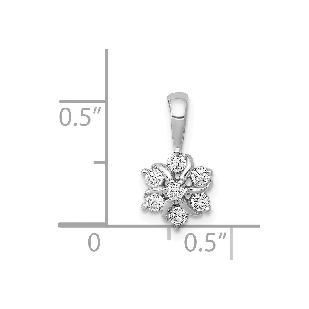 14k White Gold 1/4ct. Real Diamond Flower Pendant