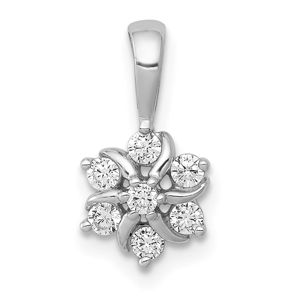 14k White Gold 1/4ct. Real Diamond Flower Pendant