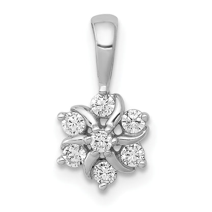 14k White Gold 1/4ct. Real Diamond Flower Pendant