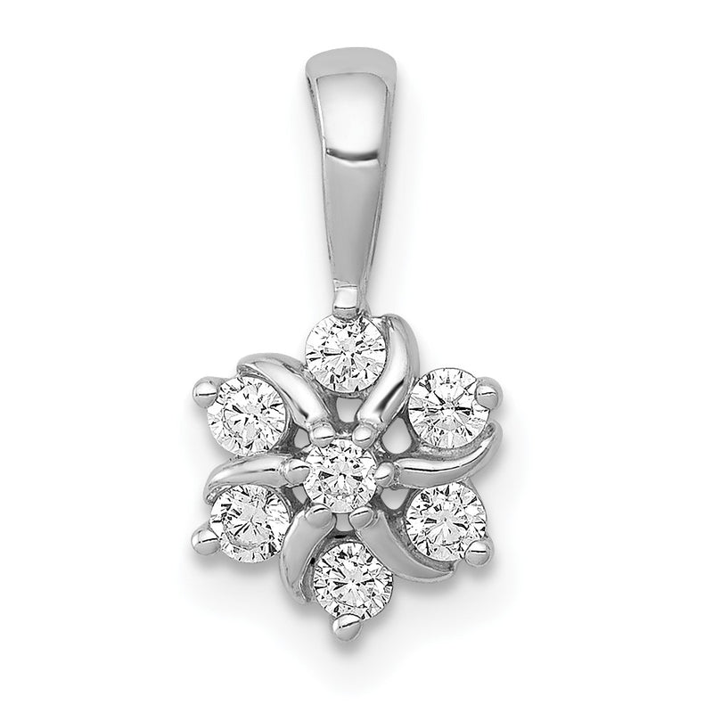14k White Gold 1/4ct. Real Diamond Flower Pendant