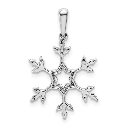 14k White Gold 1/6ct. Real Diamond Snowflake Pendant