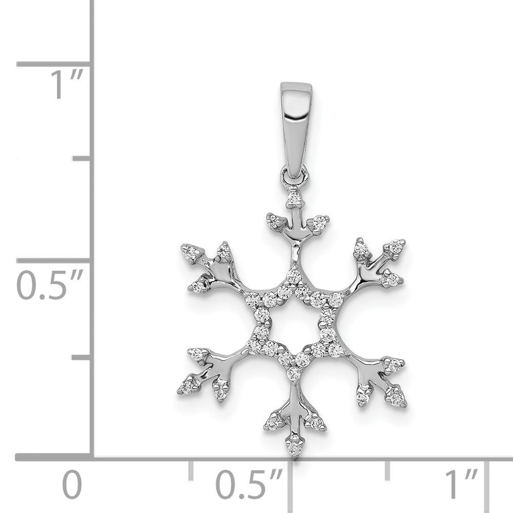 14k White Gold 1/6ct. Real Diamond Snowflake Pendant
