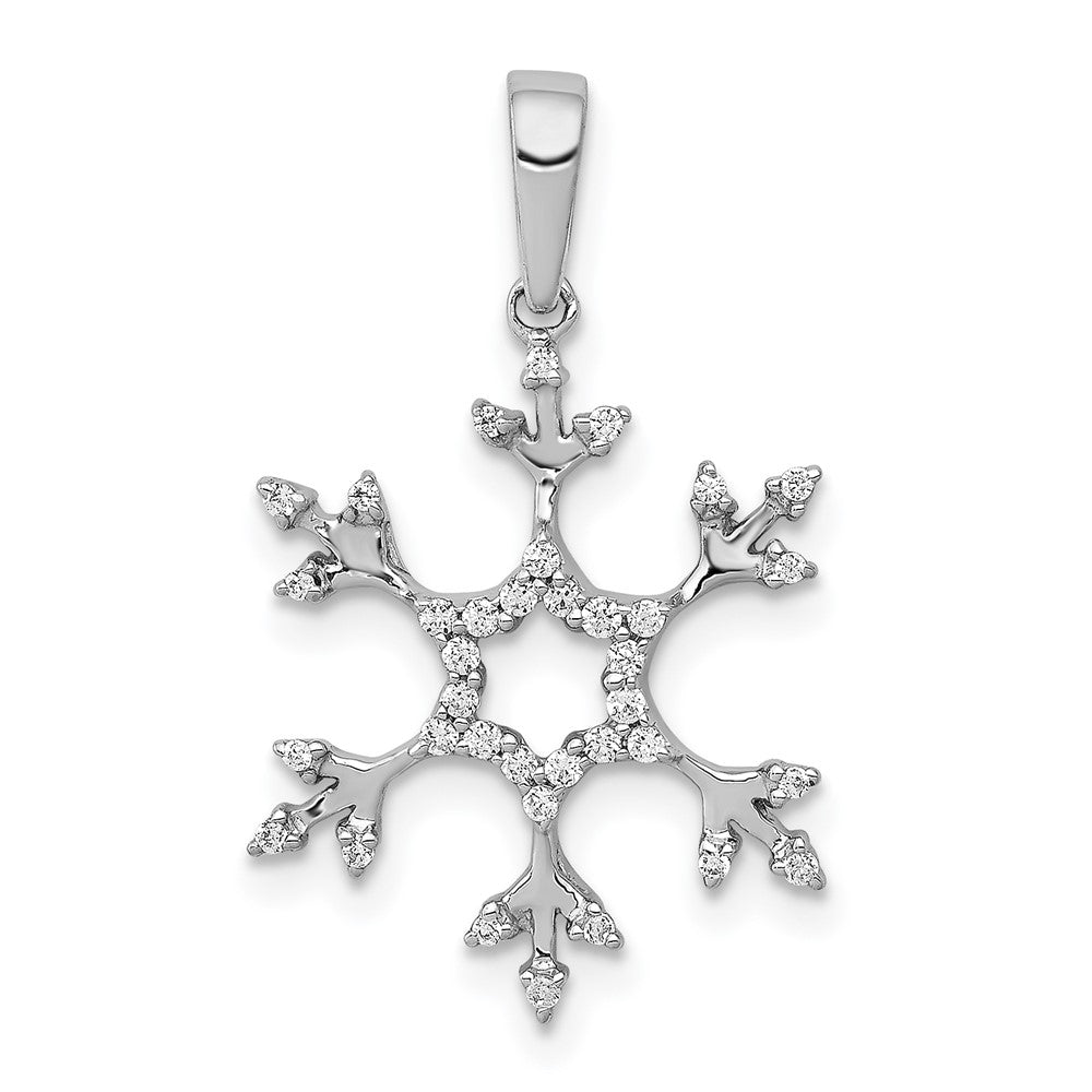 14k White Gold 1/6ct. Real Diamond Snowflake Pendant