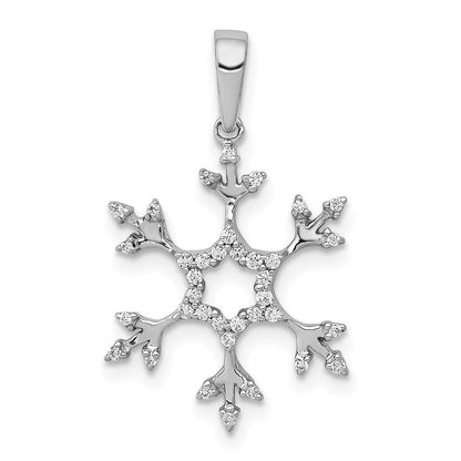 14k White Gold 1/6ct. Real Diamond Snowflake Pendant