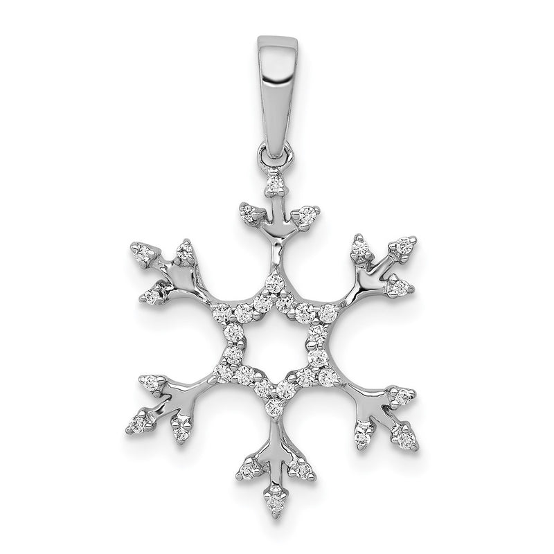 14k White Gold 1/6ct. Real Diamond Snowflake Pendant